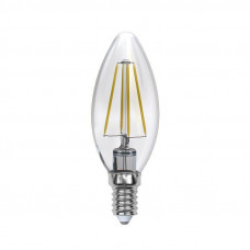 Лампа светодиодная филаментная (09427) Uniel E14 5W 3000K прозрачная LED-C35-5W/WW/E14/CL PLS02WH